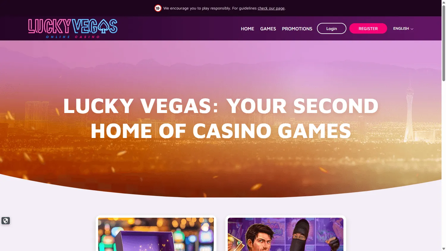 Lucky Vegas promotions screen with tournaments and daily offers